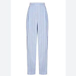 Vince Womens 445 Linen Cotton Stripe Blue Pant Pull On High Rise, Size XL, NWT